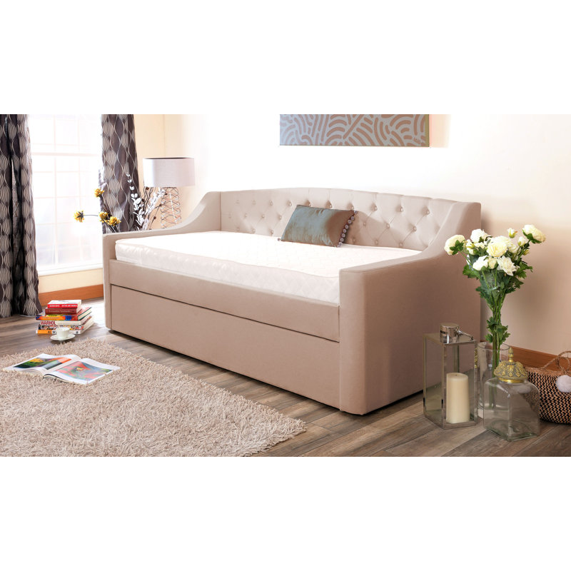 Upholstered Daybed with Trundle, Mocha