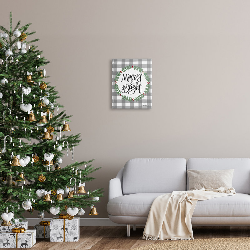 Merry & Bright Gingham Christmas, Toile tendue, H 20 po x l 16 po x P 1,5 po
