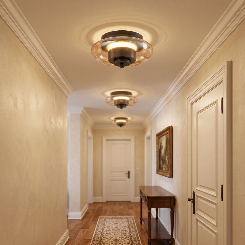 Aurevella Dimmable LED Round Glass Flush Mount Ceiling Light