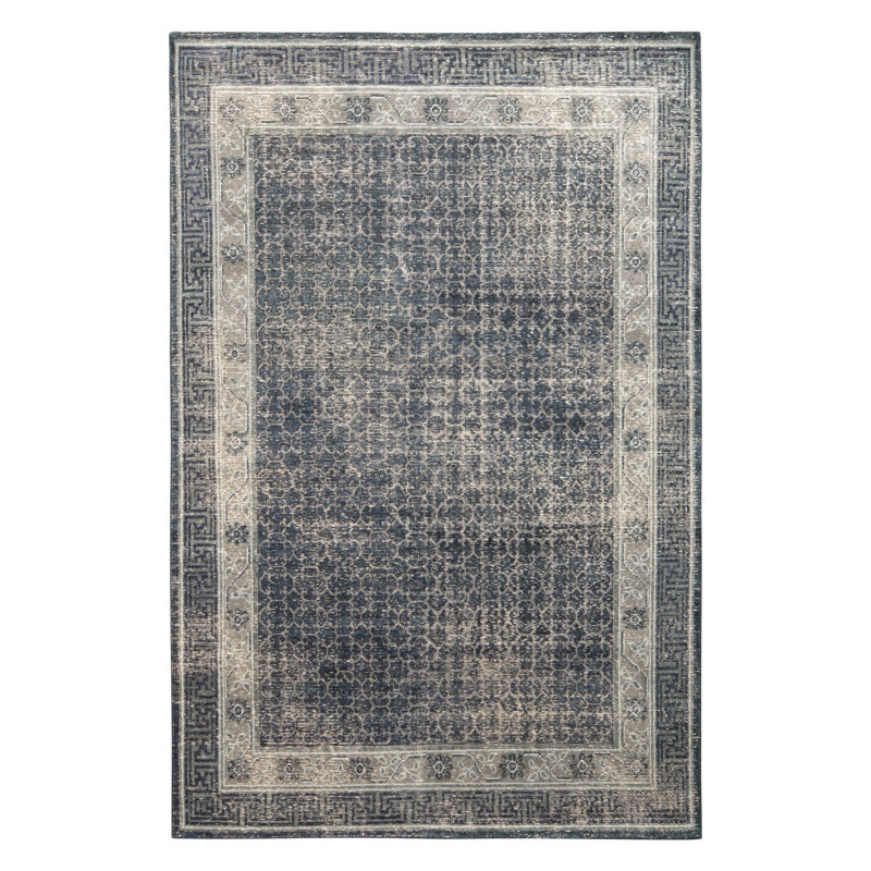 Distressed Homage Hand Knotted Wool Area Rug, Rectangle 5' x 8'