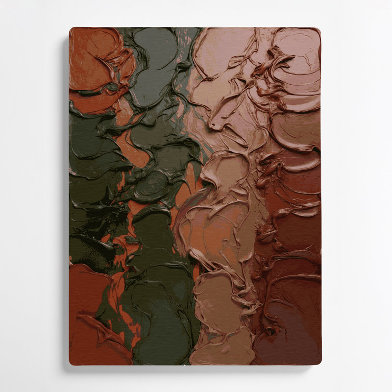 Abstrait couleur champ 70, art mural en métal brun, H 20 po x l 24 po
