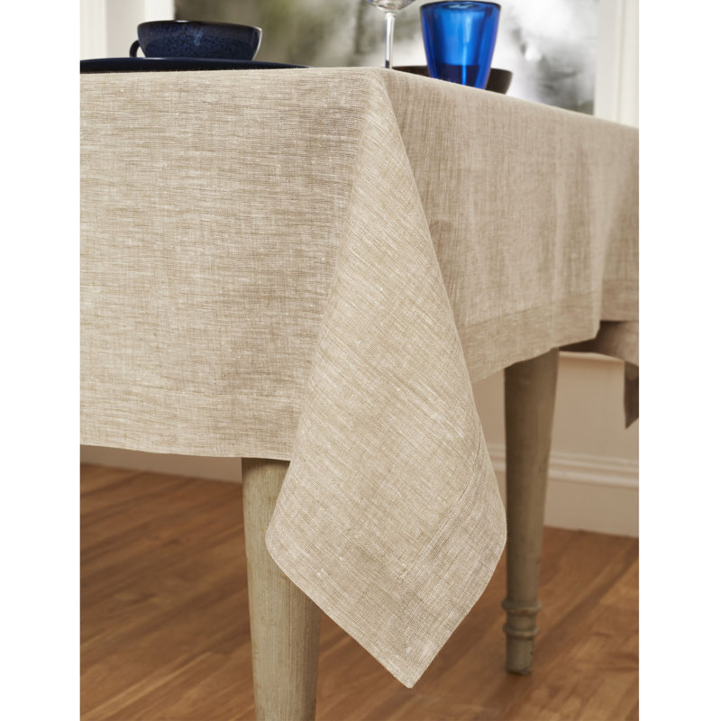 100% Pure Linen Tablecloth - Athena, 108" x 60", Champagne Beige