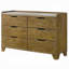 Commode transitionnelle à finition brune avec 6 tiroirs de rangement et meubles de chambre à coucher 1 pièce en bois d'hévéa massif