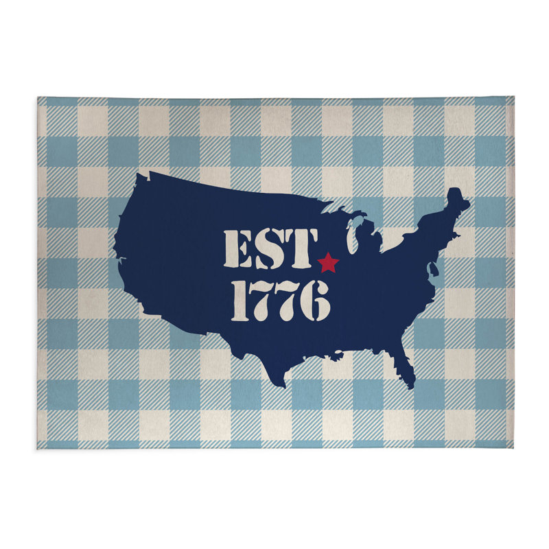 Tapis de cuisine EST 1776 EST, Bleu marine/bleu, Rectangle 5 pi x 7 pi