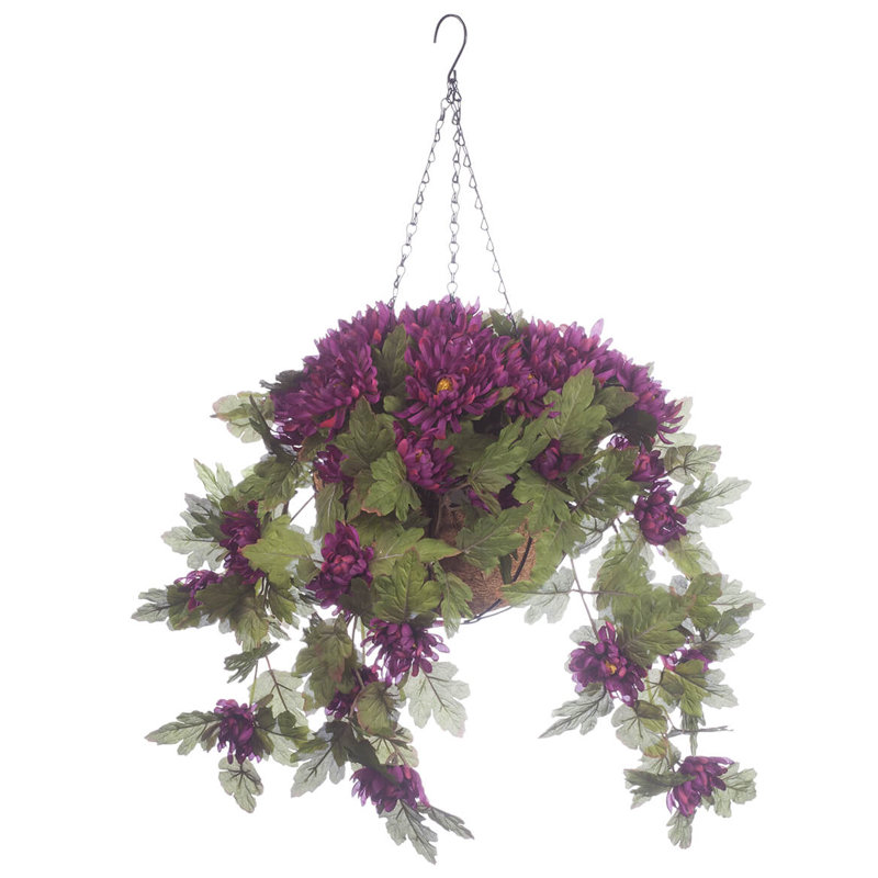OakRidge Fully Assembled Hanging Mum Basket, Purple