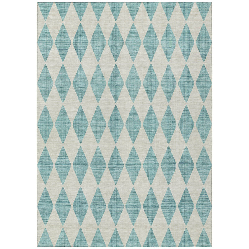 Fayme Washable Geometric Indoor / Outdoor Rug, Rectangle 2'6" x 3'10"