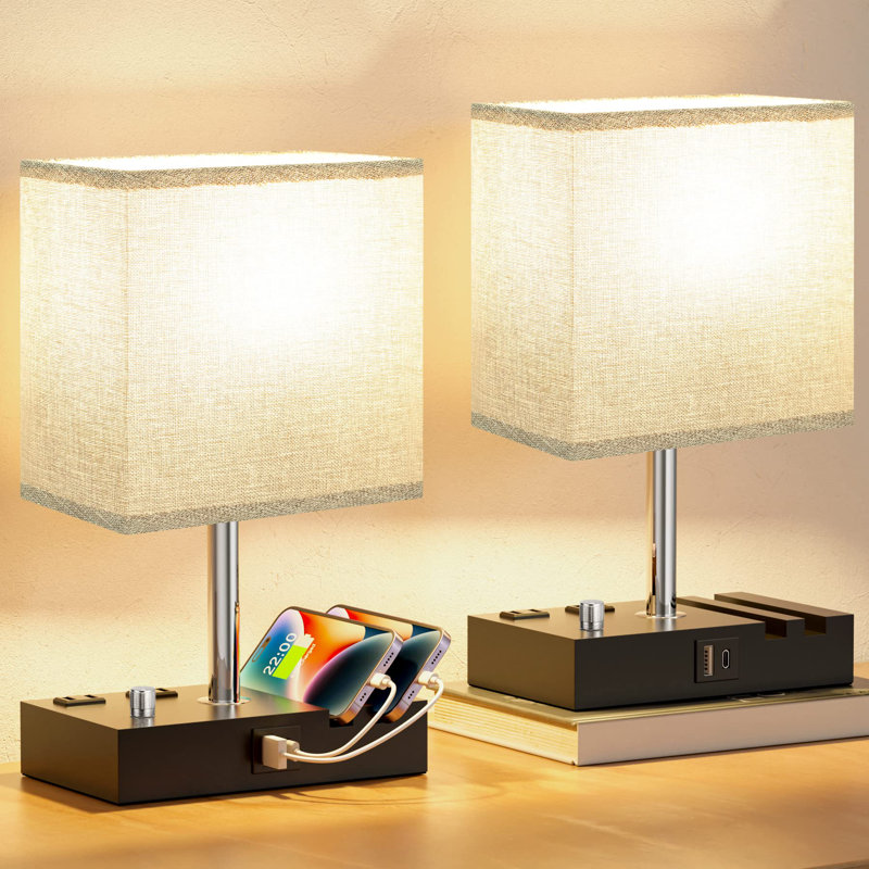 Lampe de table Simrit, H 13,39 po x l 4,49 po x P 7,72 po, Gris
