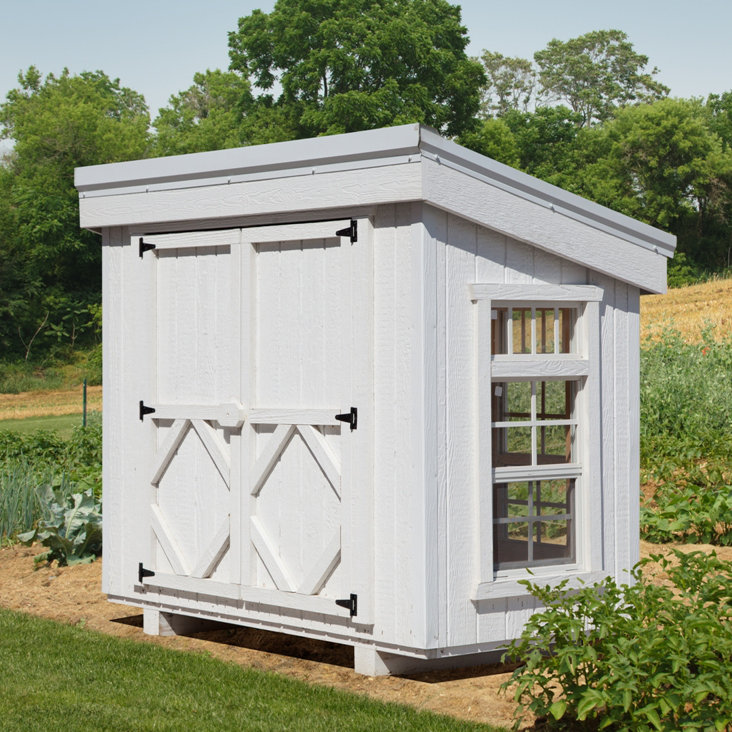 White Wooden Petite Greenhouse with Double Doors