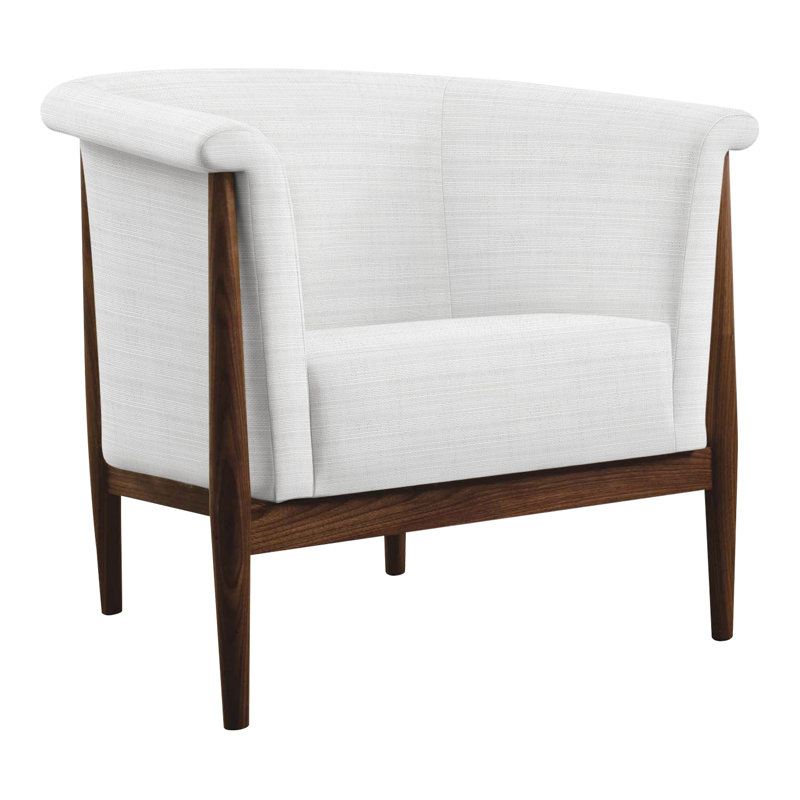 Fauteuil demi-tonneau l 34,5 po Walnut Grove, Perigold Ishi Blanca