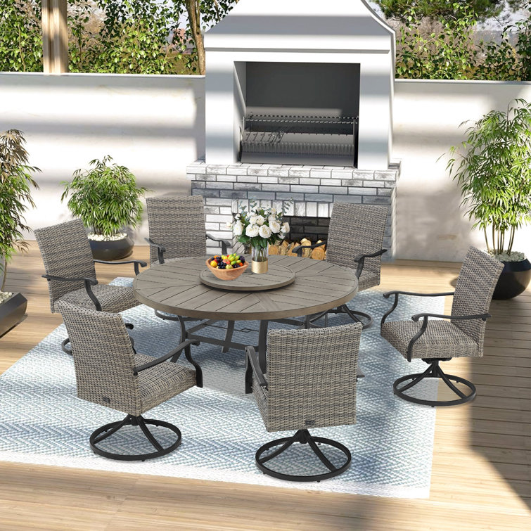 Patio Round 60" Dining Set With Removable Lazy Susan