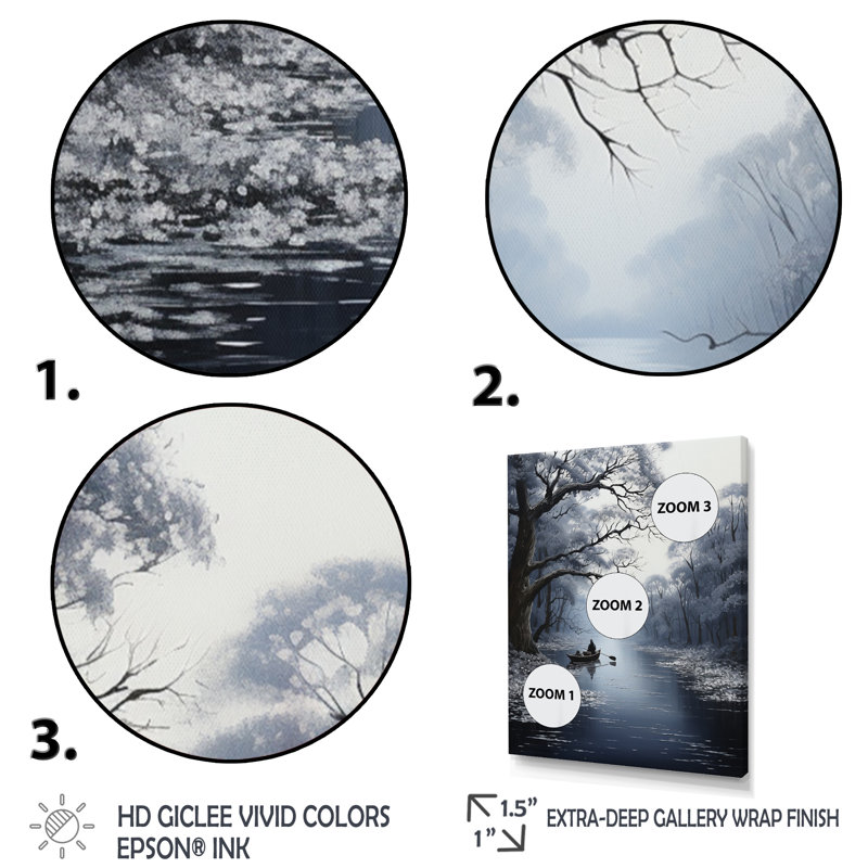 Impression sur toile Canal Quiet Passage Charcoal IV - Canals, Encadrement doré, H 40 po x l 30 po x P 1,5 po
