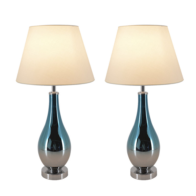 Lampe de table 28 po Vedika, Bleu / chrome