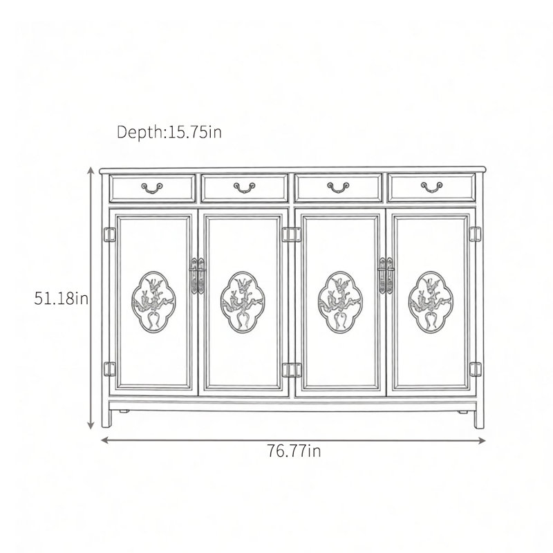 Large-Capacity Four-Door Sideboard