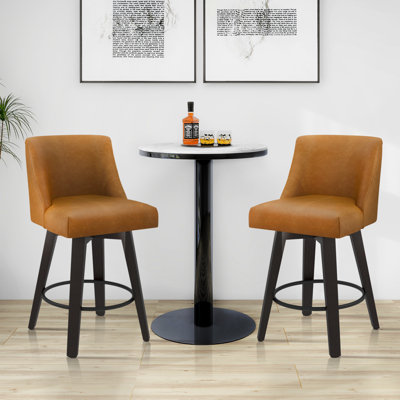 Tabouret de comptoir pivotant en bois massif Makiba de 26 po (ensemble de 1/2/4)