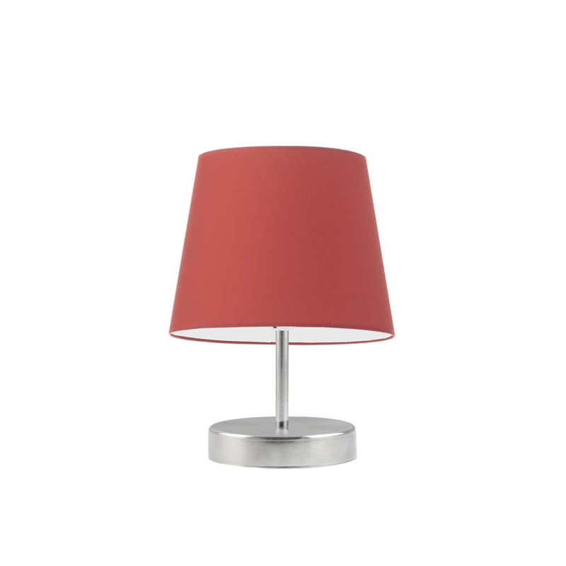 Deok Metal Table Lamp, Brushed Nickel, Red