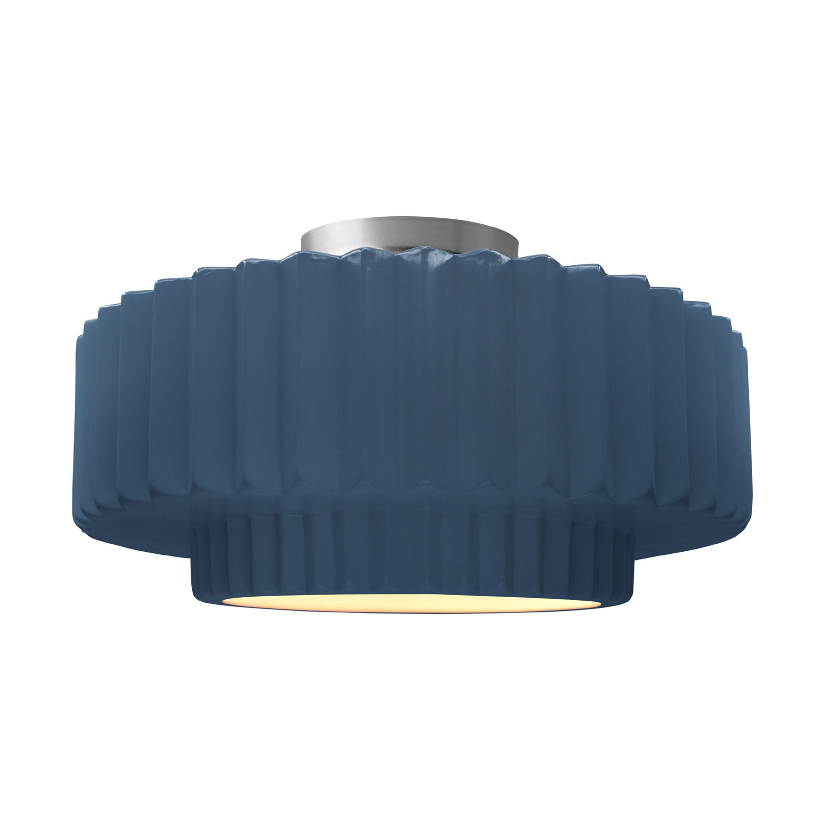 Single Light Ceramic LED Semi Flush Mount, 8" H x 16.5" W x 16.5" D, Midnight Sky, Brushed Nickel
