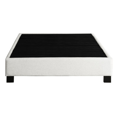 Queen Upholstered Bed Platform Modern Oatmeal Color 81 Wide 61 Deep 14 High Poplar Frame Veneers Upholstery - Us Foam Assembly Needed Width Depth Height