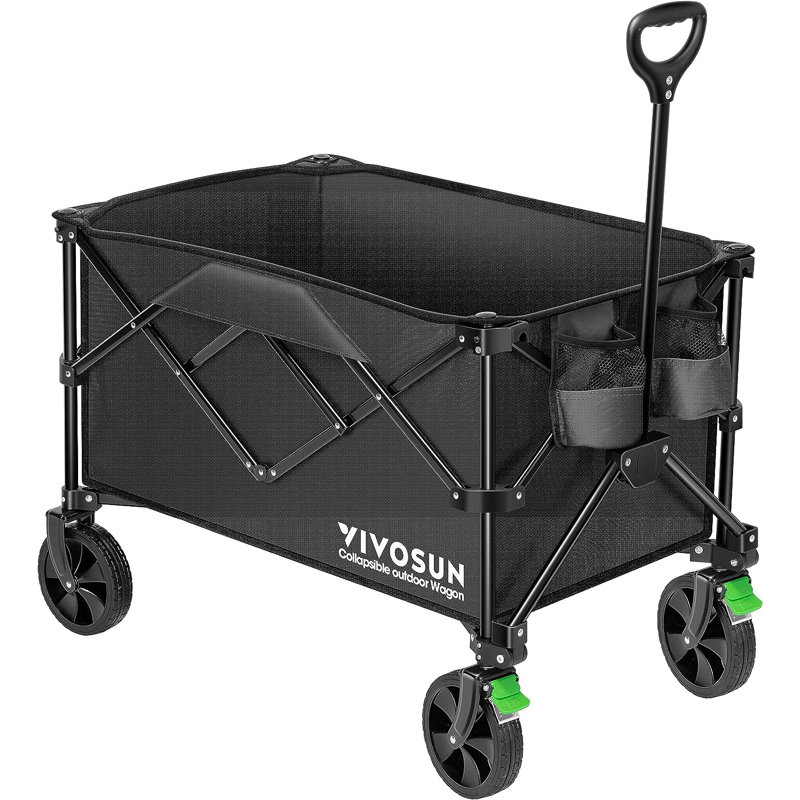 Outdoor Collapsible Folding Wagon, Noir