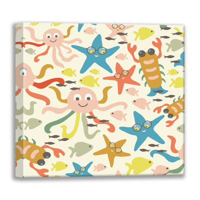 Cute Underwater Happy Kids 4 Retro -Giclee on Gallery Wrapped Canvas by Roochita Chachra