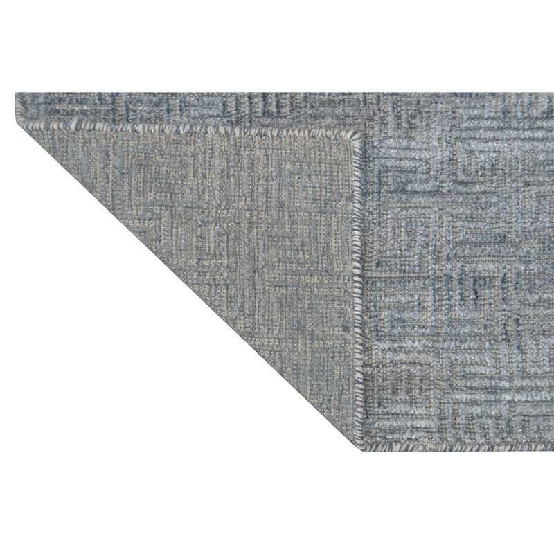 Geometric Area Rug in Dark Blue/Gray/Beige, Rectangle 10' x 14'