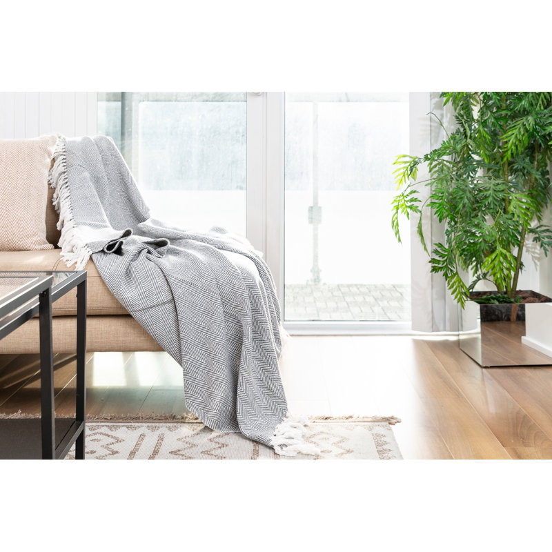 Jeté en coton Fowlkes, Gris