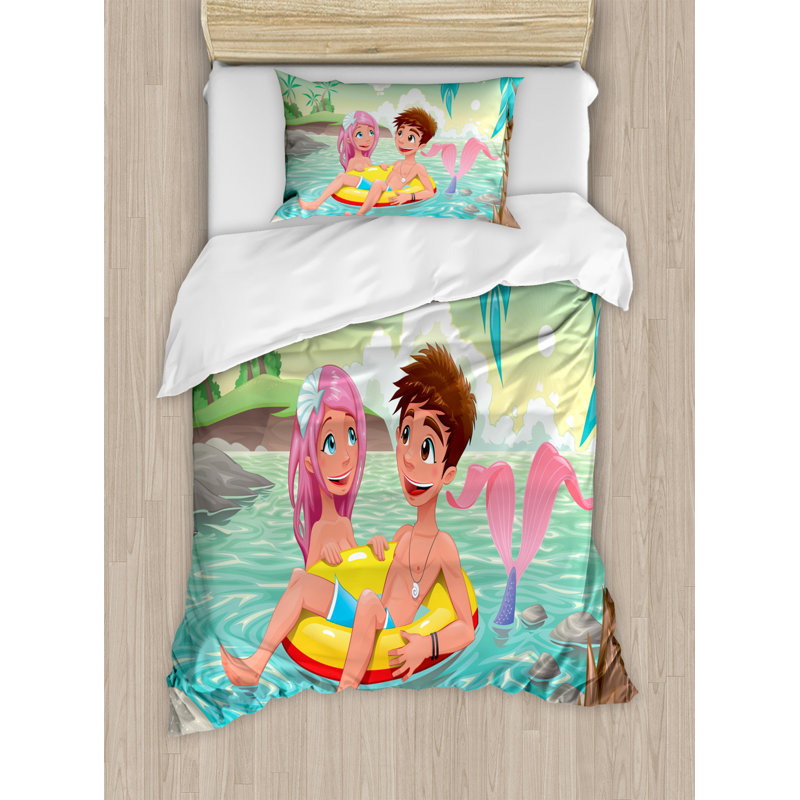 Polyester Floral Duvet Cover, Twin Duvet Cover + 1 Standard Sham