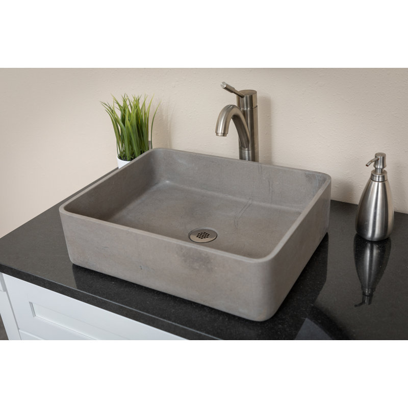 Lavabo de salle de bain vasque rectangulaire en granit gris 14,75 po Eden Bath