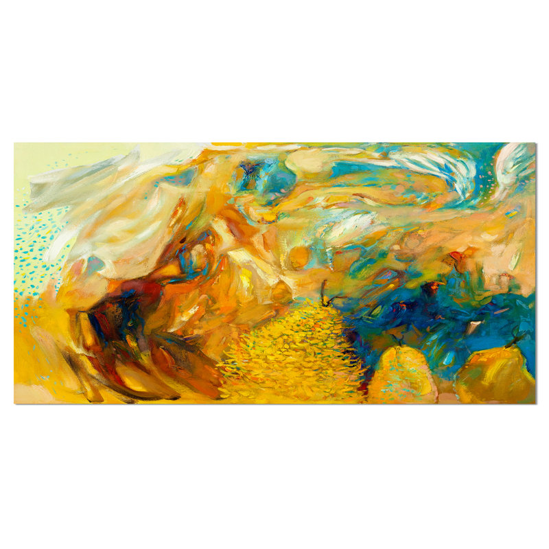 Collage abstrait - reproduction sur toile tendue, H 20 po x l 40 po x P 1po