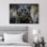 Bright Bright BCBG Moody, gris foncé, léopard, safari, faune, chambre à coucher, reproduction d'art sur toile encadrée