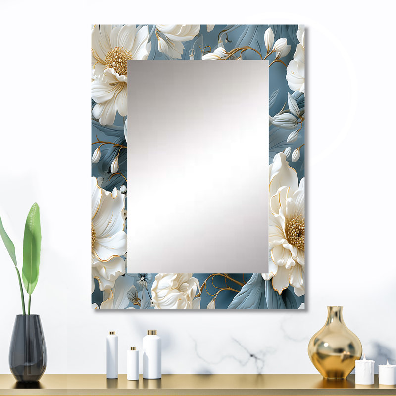 Motif victorien Kim Ethereal Rococo Flourish - miroir floral, 32 po x 24 po