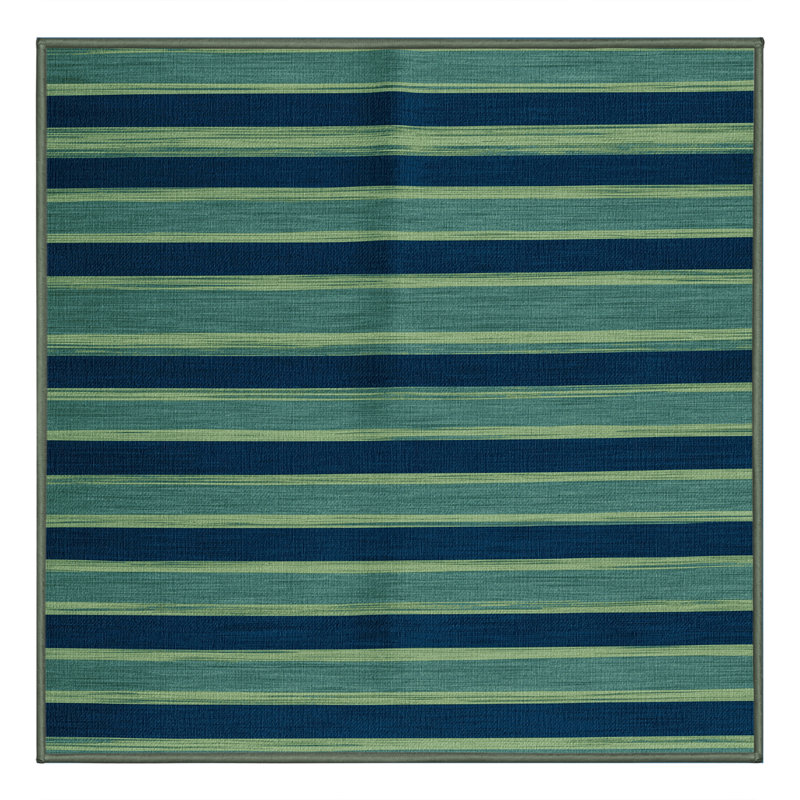 Tapis vert à rayures horizontales lavable à la machine, Carré 8 pi