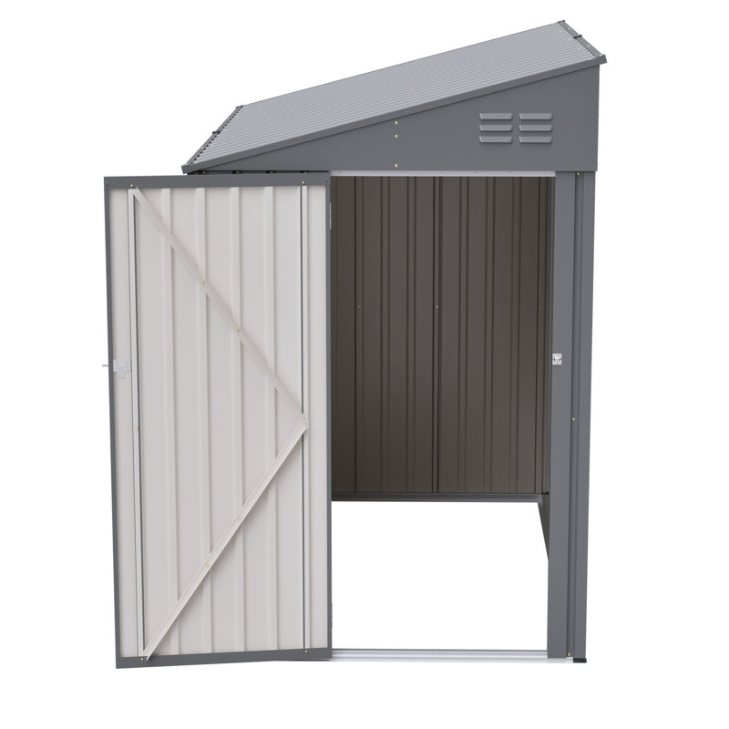 4X7 Ft. Metal Lean-To Storage Shed Outdoor Tool Room With Door Lock And Foundation Kit Included