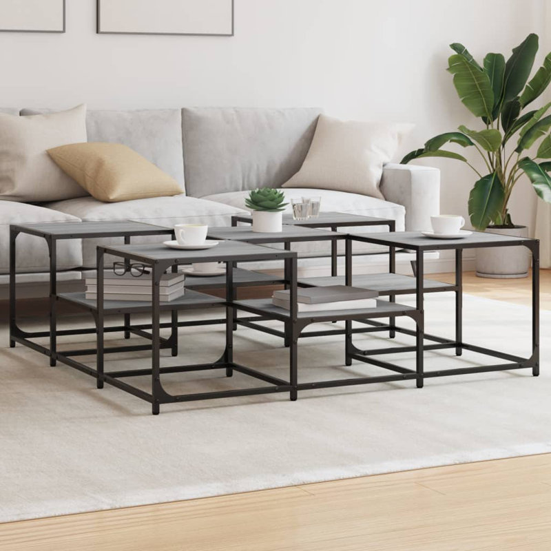 Table basse simple avec rangement Reuven, H 15,7 po x L 47,6 po x l 47,6 po, Chêne fumé