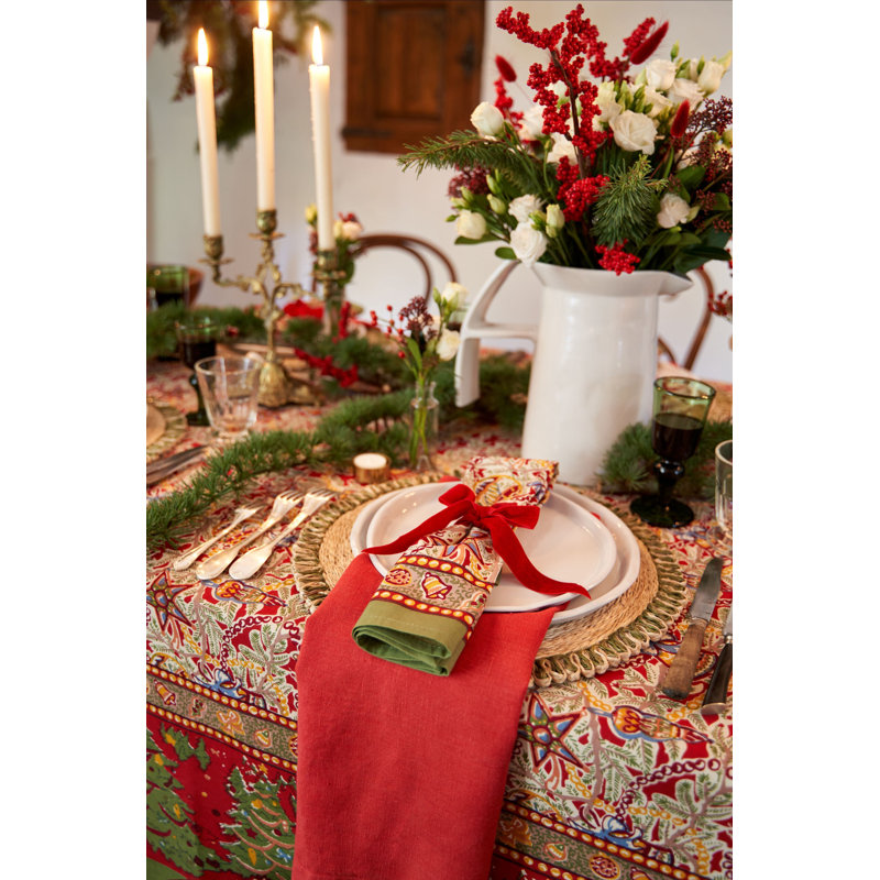 Noel Handmade Floral Tablecloth, 128" x 71"
