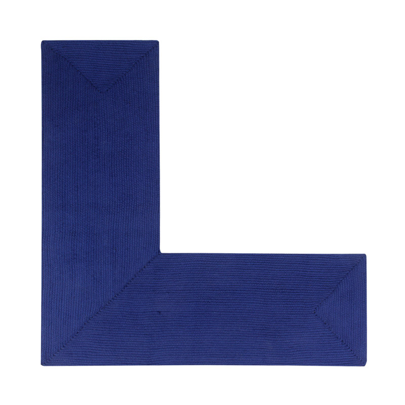Vienne Solid Color Machine Made Braided Polypropylene Indoor Outdoor Area Rug, L-Shape 2' x 4' x 4', Navy