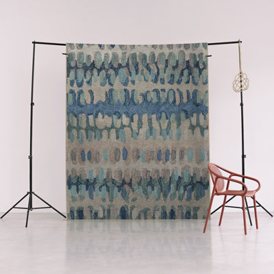 Tapis décoratif moderne à motif abstrait bleu et vert