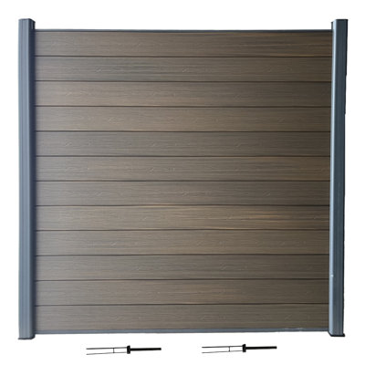Castle Gray 6 ft. x 6 ft. Composite Privacy Fence Kit (1 Panel, pronged dig-in holders)