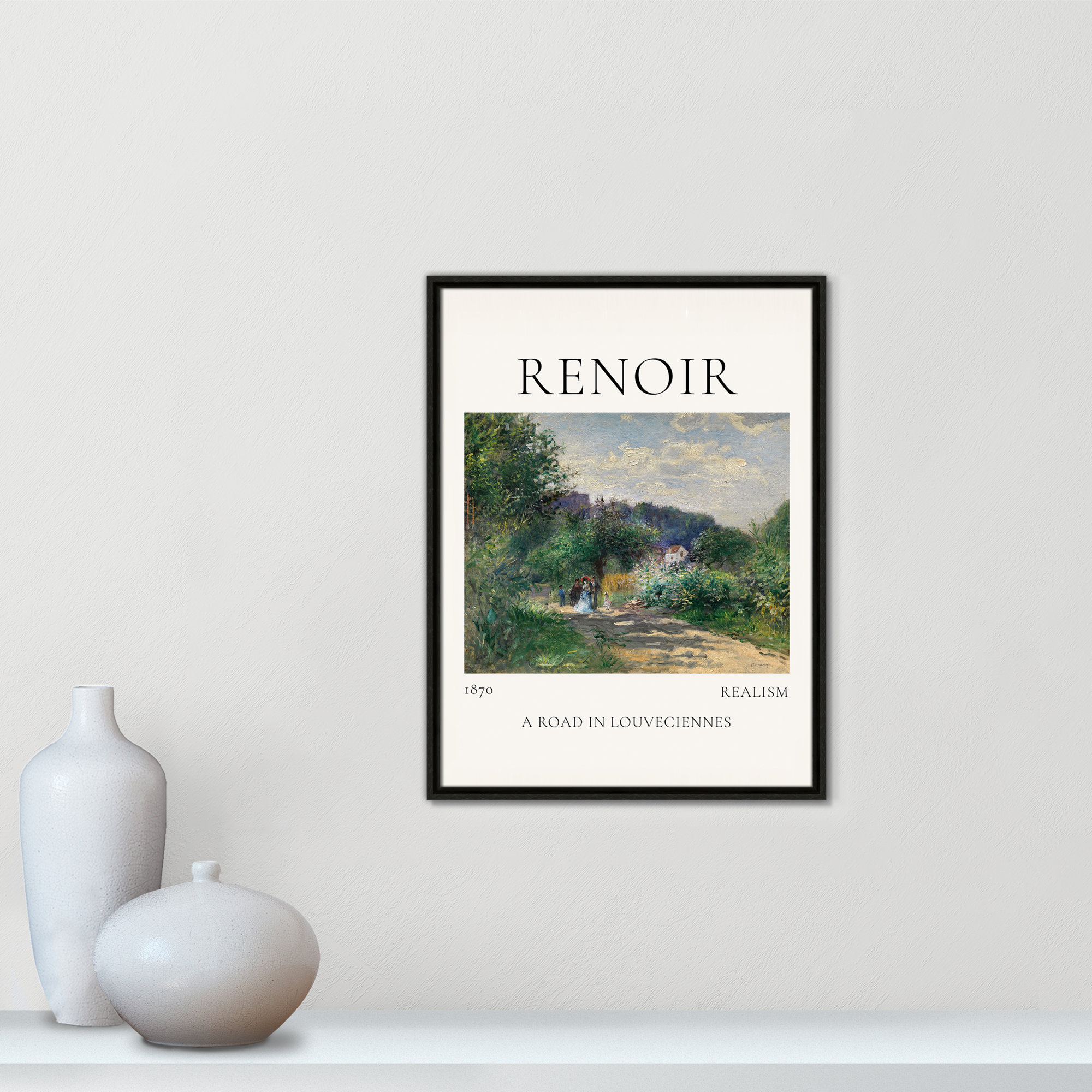 Old Masters Collection " A Road In Louveciennes " by Auguste Renoir, 25.5" H x 19.5" W x 2" D, Espresso Floater Frame, No