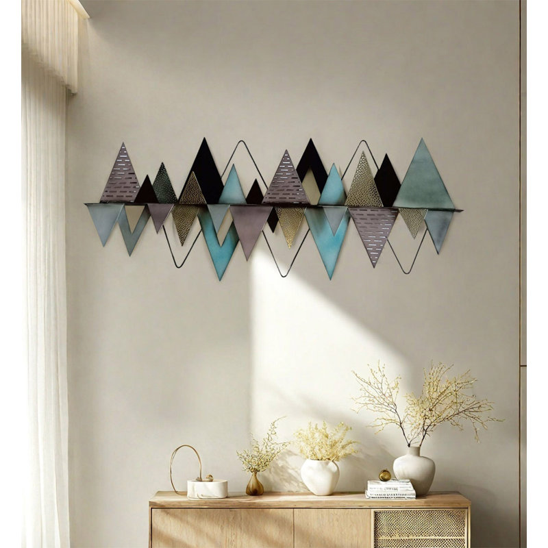 Décoration murale moderne en fer tridimensionnel pour le salon, 31.5" H x 70.87" W x 1.57" D