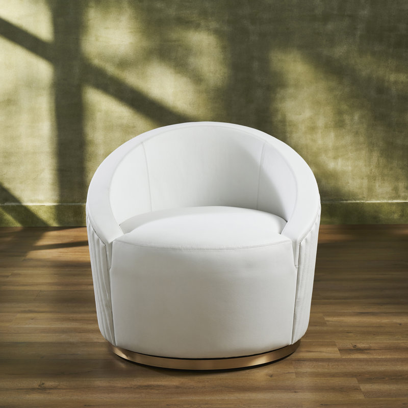 Fauteuil pivotant en cuir Dawson noir, Cuir véritable blanc