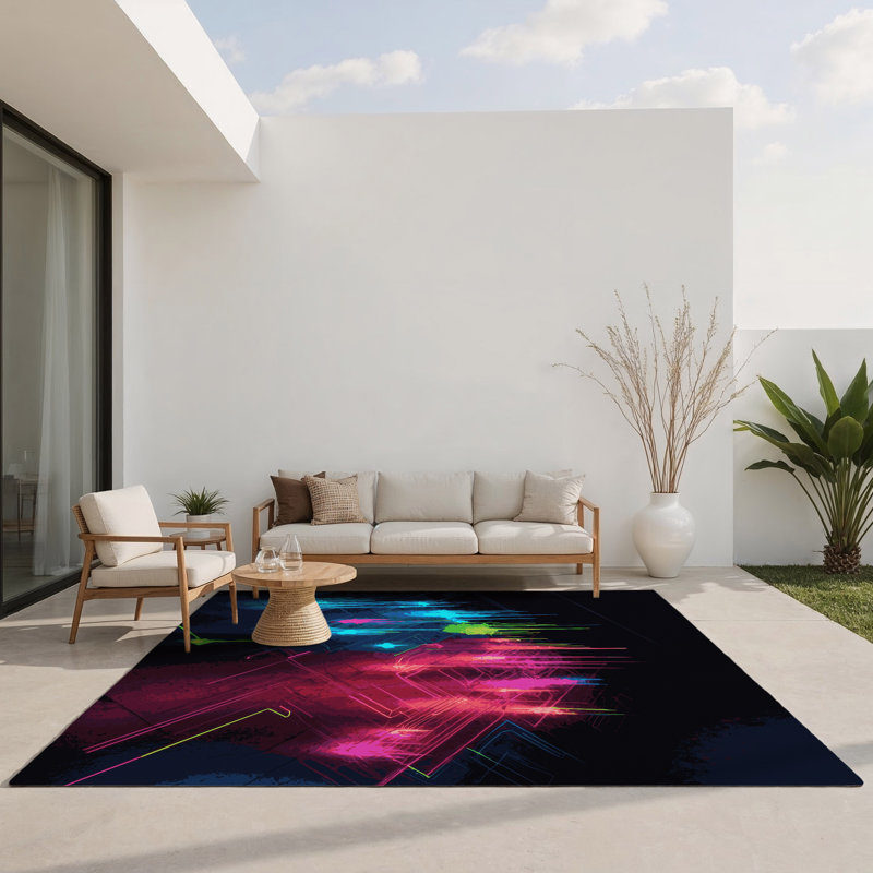 Galaxy Grid Indoor And Outdoor Area Rug, Rectangle 2' x 3'