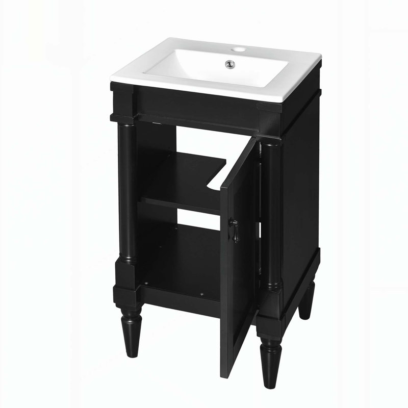 Meuble-lavabo compact et élégant avec tablette réglable et fabrication durable, Noir, noir, noir, noir