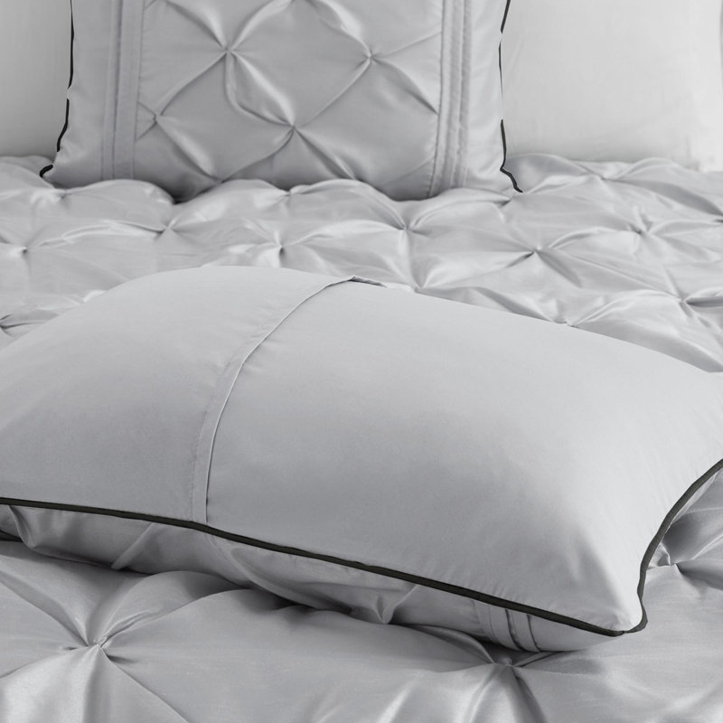 Ensemble d'édredon touffeté 7 pièces, Gris, Grand édredon et 6 pièces supplémentaires