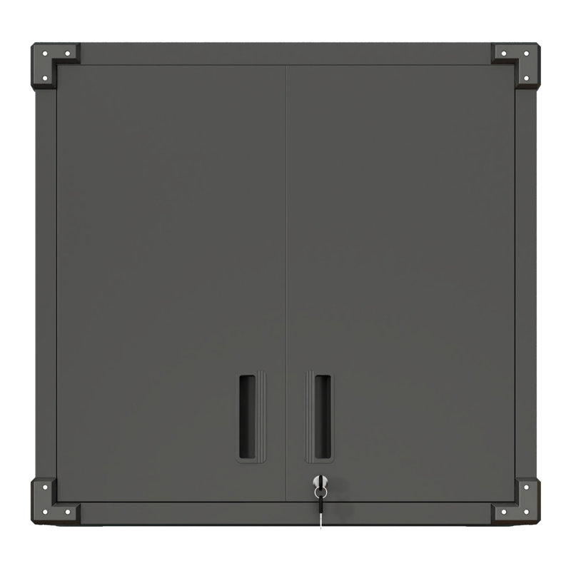 Armoire de rangement murale en métal avec 2 portes verrouillables, 1 tablette réglable et 1 tiroir ouvert pour l'entrepôt de garage, le bureau, assemblage requis