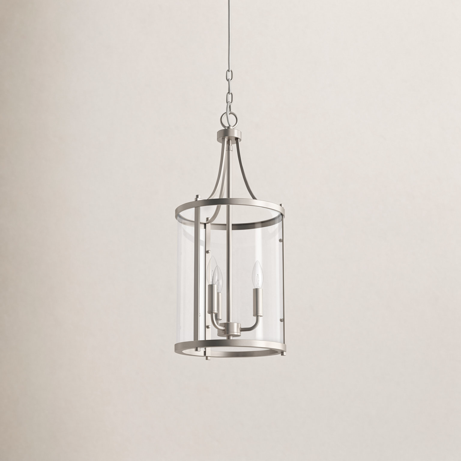 Cleveland 3-Light Chandelier, Satin Nickel