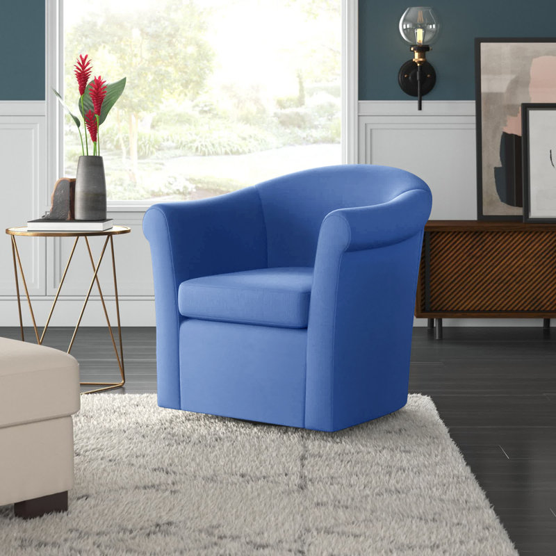Anstett Upholstered Swivel Barrel Chair, Marine Polyester Blend