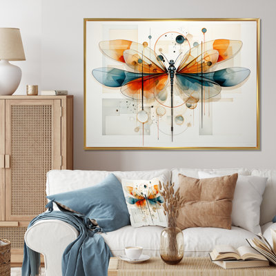 «Teal Dragonfly Ethereal Flight Geometric II», reproduction sur toile