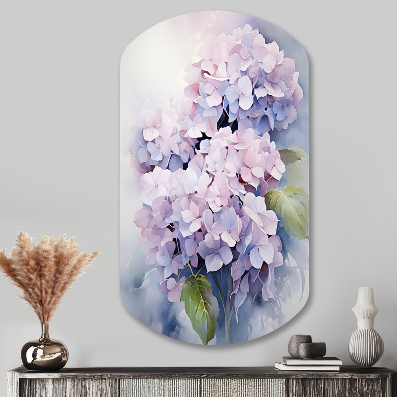 Glaser - hortensia cylindrique, art mural, sculpture murale asymétrique en métal, H 43 po x l 23 po