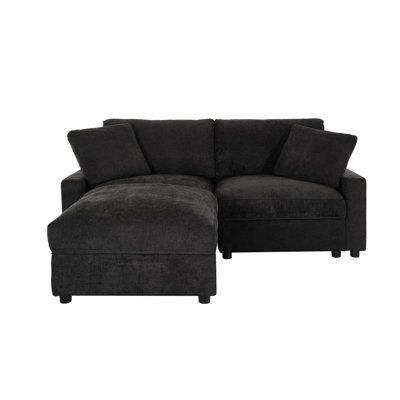 Modular Sectional Sofa, 72 Inch L Shaped Couch Set for Living Room, 3-Seater Comfy Cloud Couches with Movable Ottoman, 3 Storages,DIY Combination,Polyester Fabric(Black)