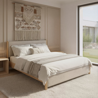 King Bed Beige & Natural